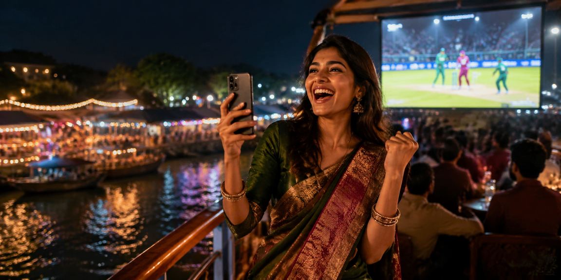 বরিশালের নাইট মার্কেটে মোবাইলে ক্রিকেট বেটিং উপভোগ করছেন একজন ব্যবহারকারী